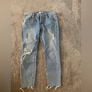 Loft distressed cropped straight leg jeans